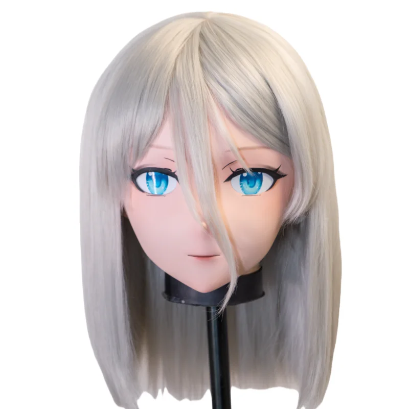 (NEW) Resin Crossdress Pretty Girl FUll Head BJD Cartoon Anime TouHou Project Cirno Cosplay Kigurumi Mask with Backshell