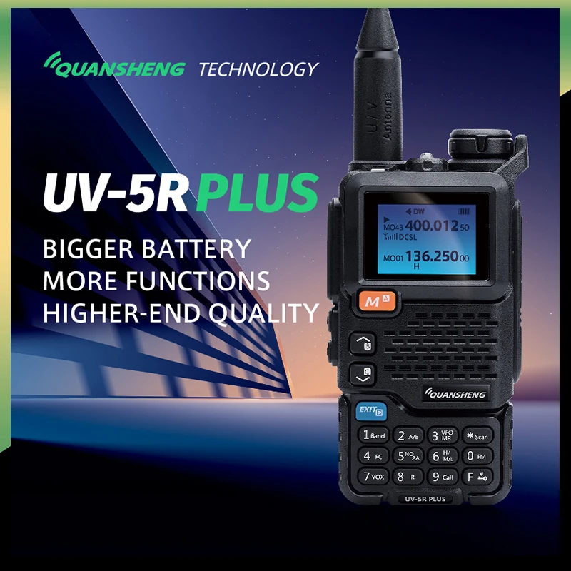 Quansheng UV-5R Plus Walkie Talkie 8W 3800mAh Type-C Charge UHF/VHF Band DTMF FM Scrambler NOAA Wireless Frequency Two-Way Radio