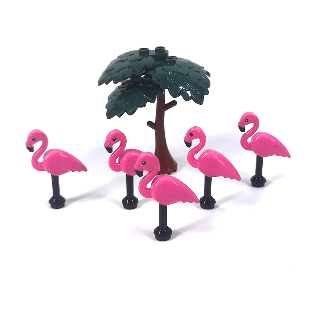 Building Block Decorative Accessories Street Garden Zoo Green Grass Flowers Flamingo Model MOC Toys Model Number 3741/57798
