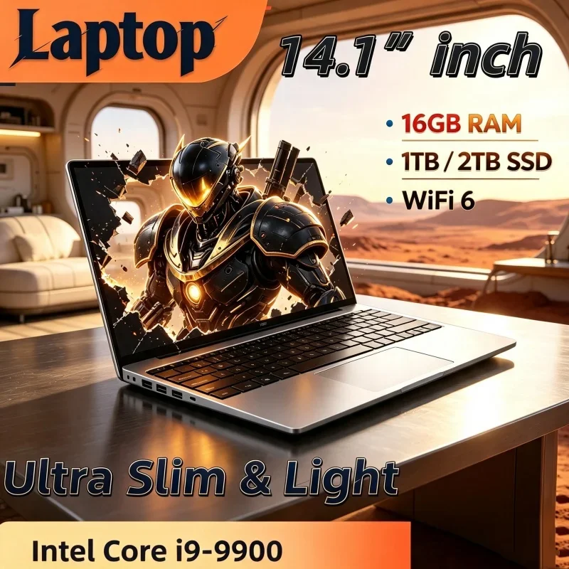 Laptop Intel I9-9900 Windows 11 14.1 Inch Streaming Notebook Computer Gamer 16GB RAM 1TB 2TB SSD PC Gaming Office 1920*1080 4K