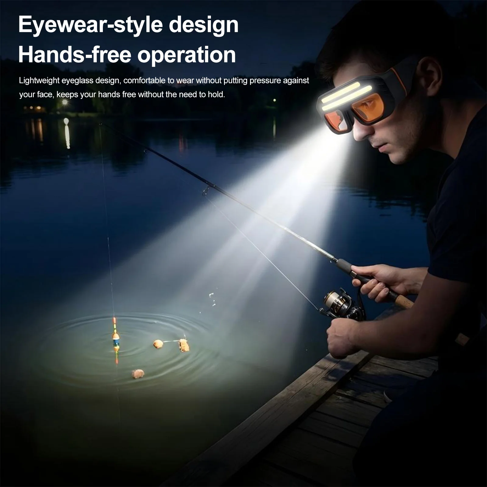 LED COB Double Light Source Protective Eyewear IPX4 Waterproof Headlight Light Up Glasses Headlamp for Camping Hiking Running view 4