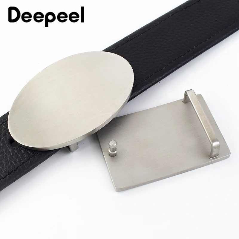 Deepeel 35/40mm Stainless Steel Man Belt Buckle Metal Automatic Smooth Plate Belts Head for Waistband Leather Crafts Accessories