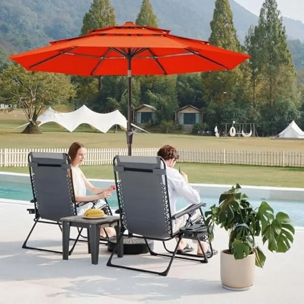 

9FT 3 Tier Patio Umbrella Outdoor Umbrella Table Umbrellas w/Push Button Tilt and UV Protection Outside Garden Pool Umbrella