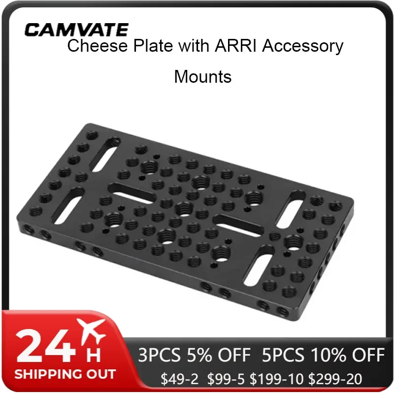 CAMVATE Multi-Purpose Mounting Cheese Plate with ARRI Accessory Mounts Quick Release Baseplate For Sony Canon Camera Plate