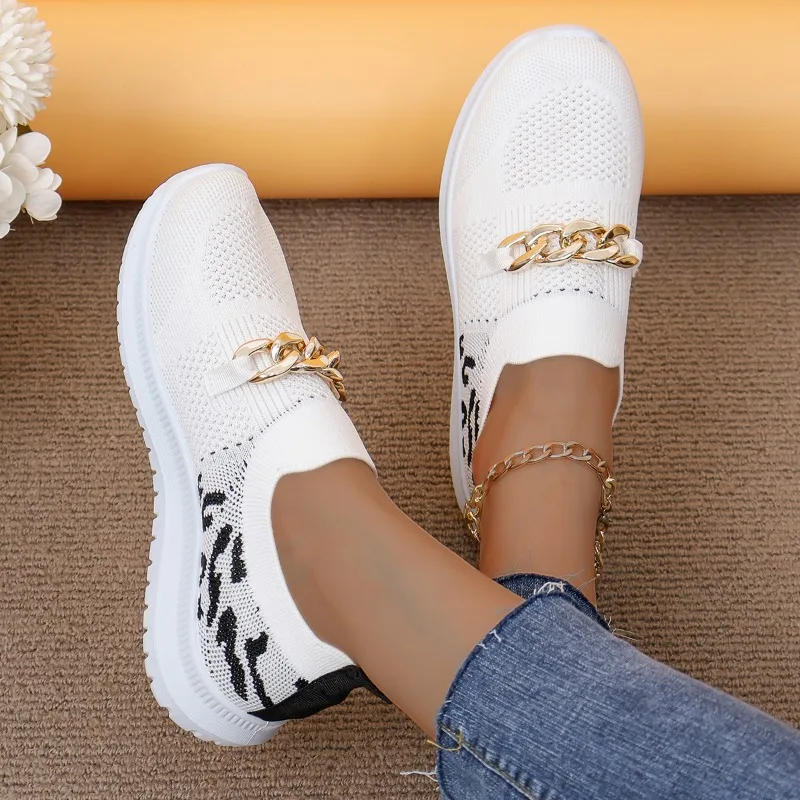 2024 New Summer Fashion Walking Women\'s Flat Shoes Metal Decorative Mesh Comfortable Breathable Casual Sports Shoes NO:026