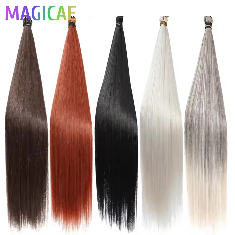 

Magicae 300grams 3Pcs 28Inches Straight Crochet Braids Blond 27/613 Ombre Brown 6# Sliver 60# Gray High Synthetic Hair For Women