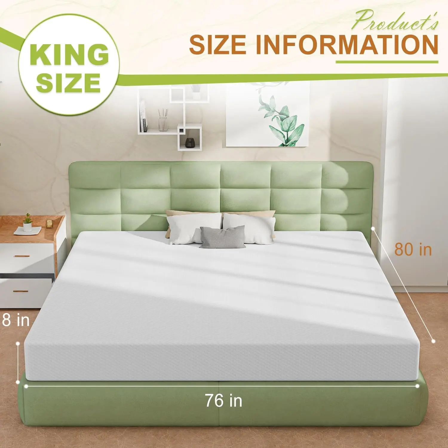 King Size Mattress, Gel Memory Foam King Mattress, Pressure Relieving, Cooling Gel Foam, King Mattress in a Box,