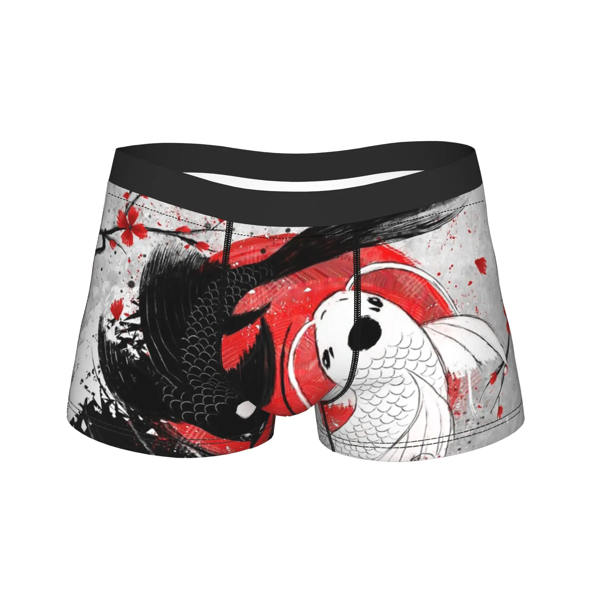 Men's Koi Fish Yin Yang Long Underwear Fishing Water Animal Novelty Boxer Briefs Shorts Panties Male Soft Underpants M-XXL
