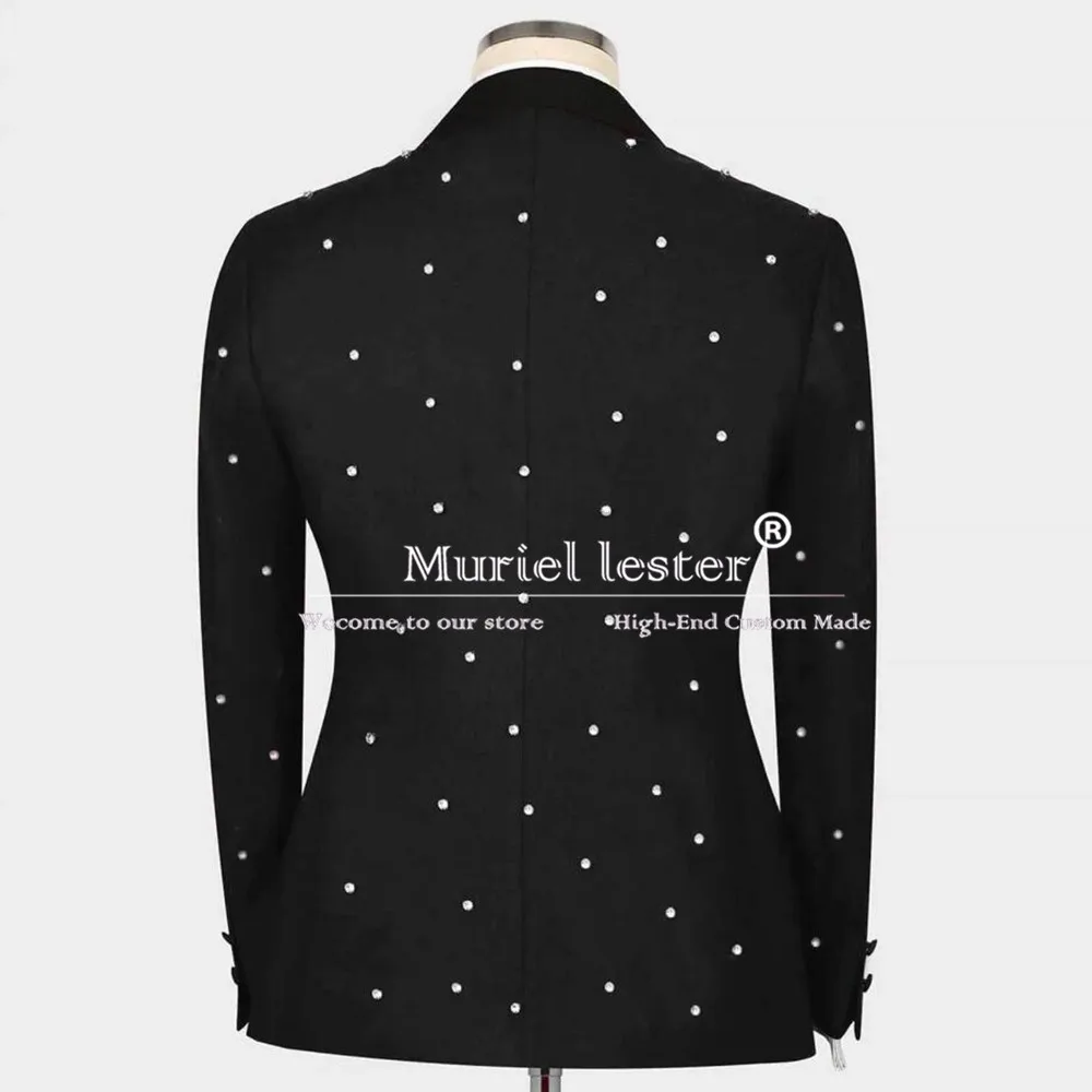 Man Wedding Suits Diamond Beaded Prom Blazers Bespoke Double Breasted Groom Wear Suits Formal Party terno masculinos completo