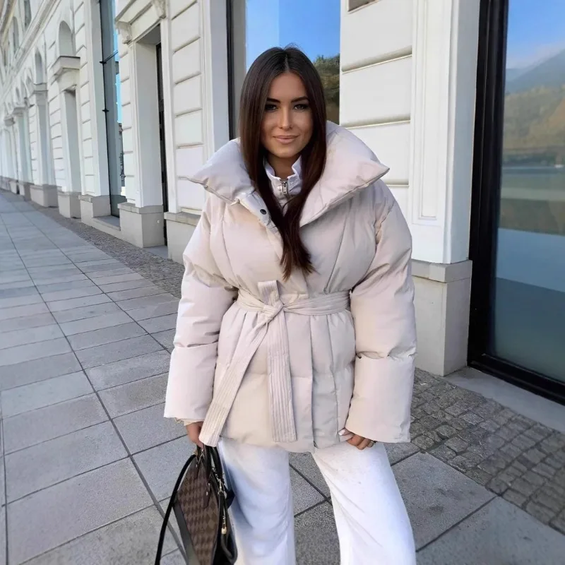 

Autumn Winter Warm Cotton Jacket Women 2025 New Fashion Loose Casual Cotton Coat Stand-Up Collar Pure Colour Outerwear Female