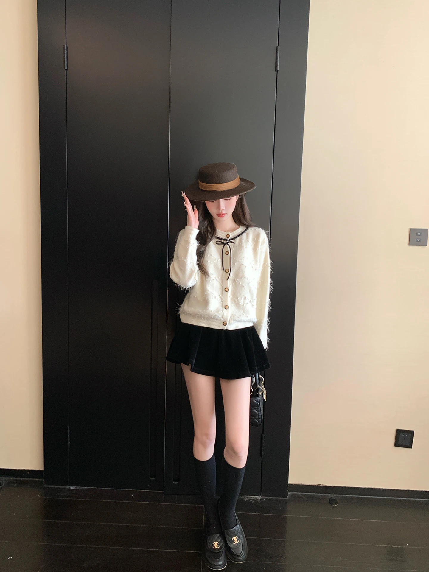 

Chen Dauyu Thiened Fce Lined Velvet Skirt Pants Women's Autumn Winter High Waist A-Line Skirt Korean Sle Commute