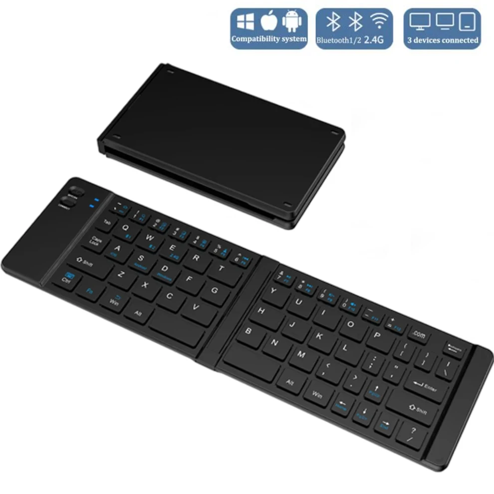 

Mini Bluetooth Keyboard 2.4G Wireless Foldable Keyboard, Rechargeable Bluetooth Keyboard Portable Pocket Size Keyboard