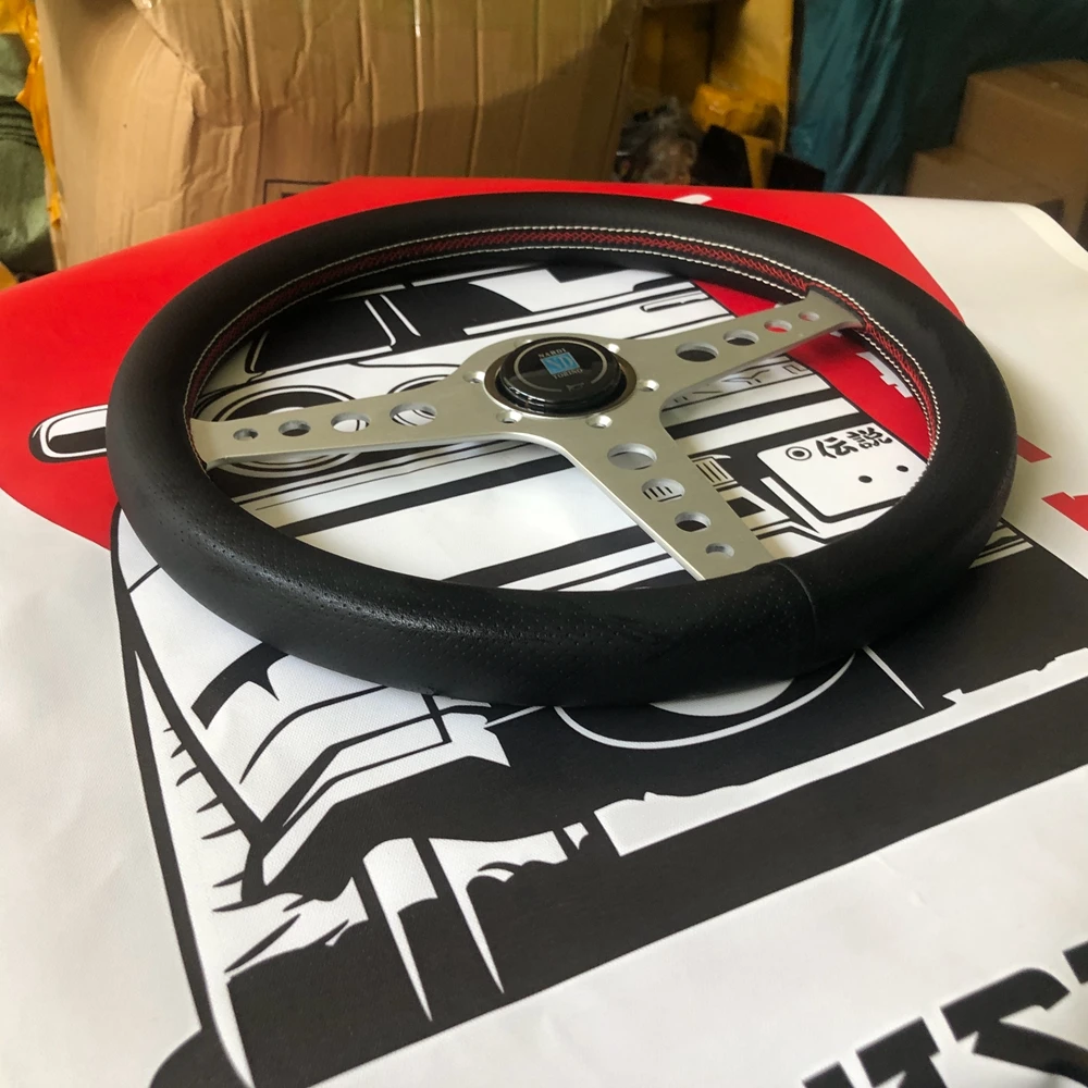 Drift 14Inch Universal Racing Nardi Steering Wheel Car JDM Nardi Real Leather Steering Wheel Volantes For VW HONDA TOYOTA BMW
