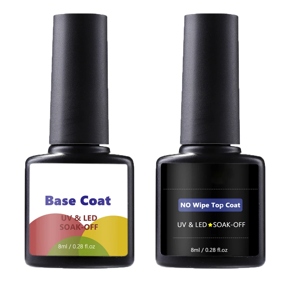 Base&Top Coat Gel Nail Polish 0.28fl.oz Transparent/Matt Soak Off UV Gel No Wipe Top Coat Long Lasting Gel Lacquer Nail Art &*