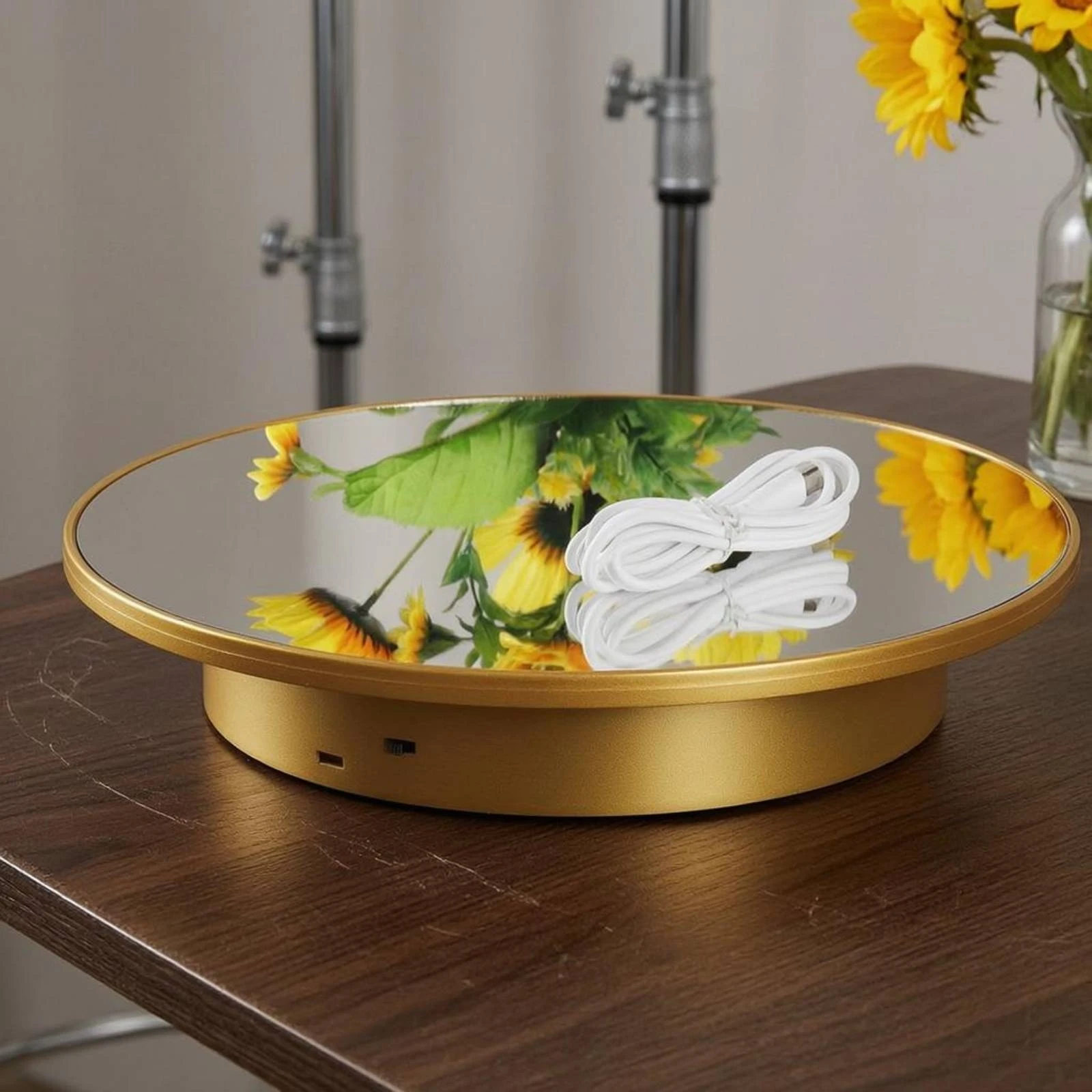 Electric Rotating Display Stand USB Powered Product Photography Turntable 360 Degree Photo Turntable Metallic Finish
