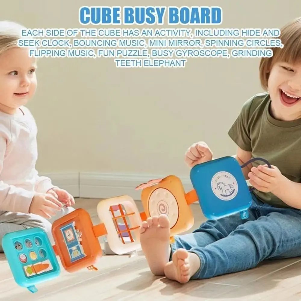 Folding Busy Cube with Mirror Polyhedral Multifunctional Stacking Puzzle Montessori Sensory Board Children Girls Boys