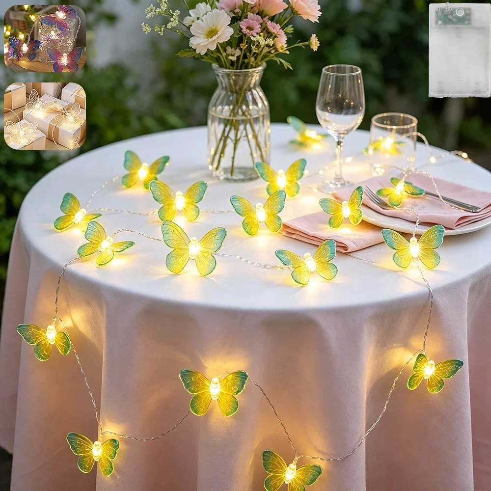 1pc Butterfly String Lights, 3M 20LED Butterfly Fairy Lights for Christmas Home Indoor Outdoor Wedding Party Holiday Decoration