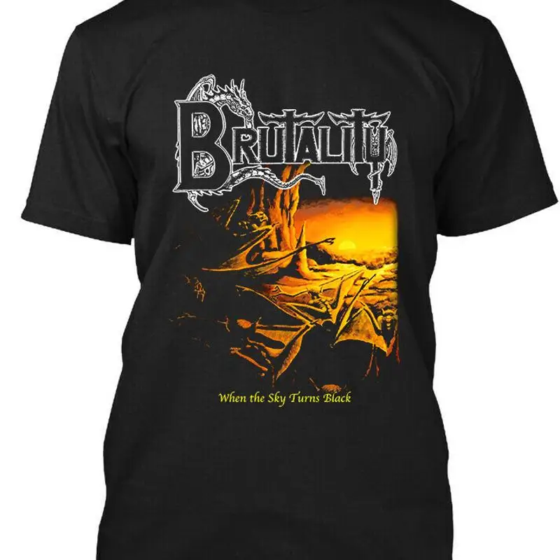 Новая популярная черная американская винтажная футболка Brutality When The Sky Turns S 4XL