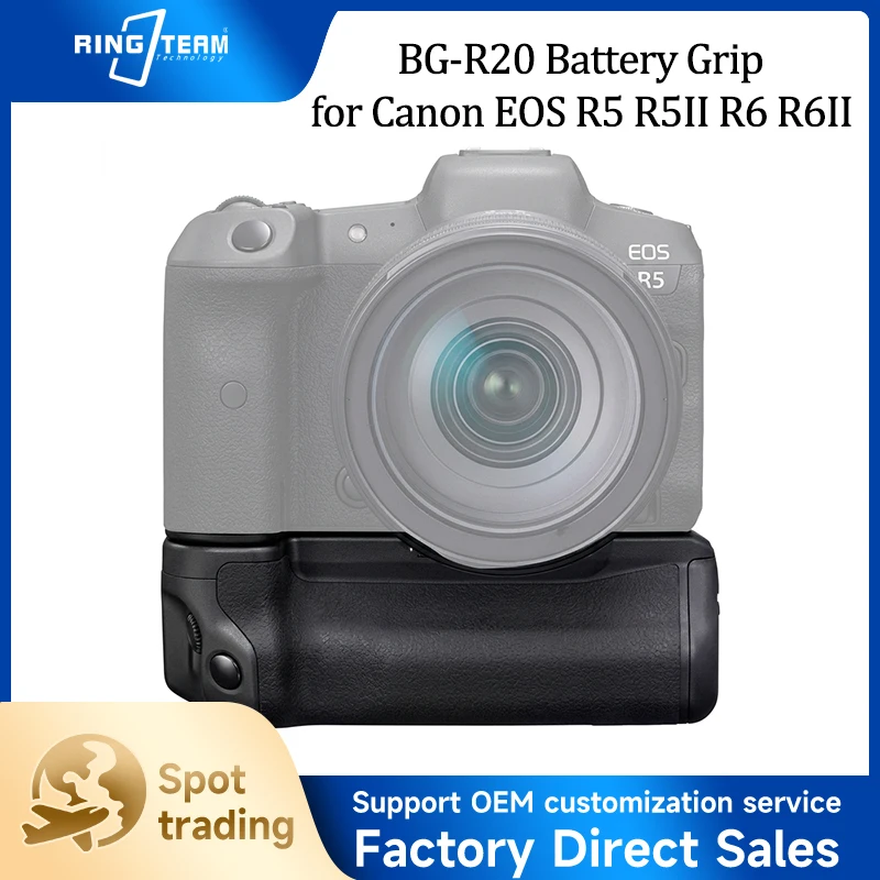 BG-R20 Battery Grip Vertical Hand Grip with Additional Battery Slot for Canon EOS R5 R5II R6 R6II DSLR Camera Accessory