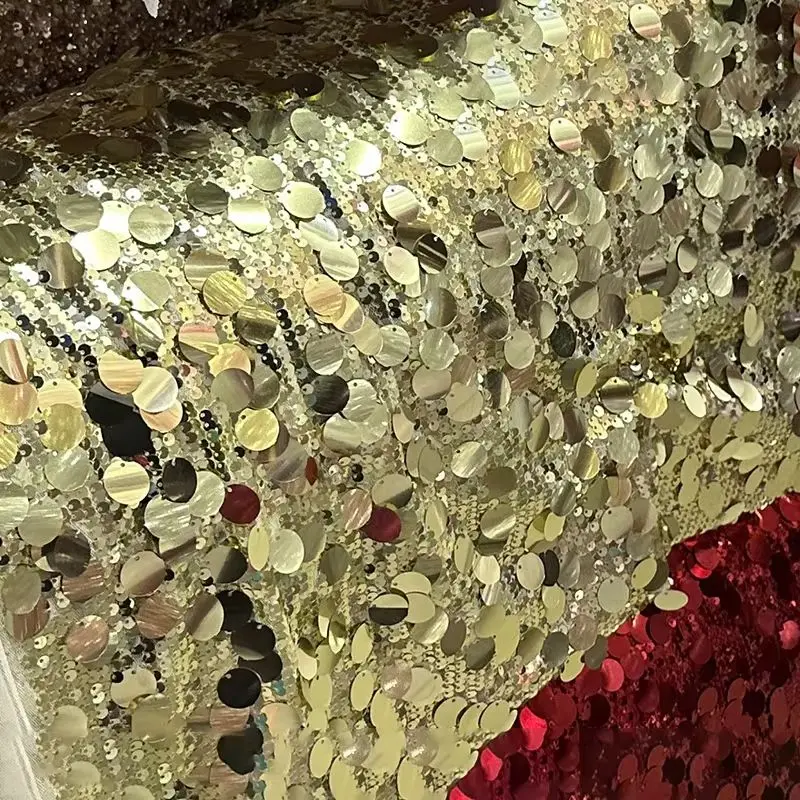 Stunning New Large Round Sequin Fabric for Stage Clothing Backgrounds Wall Hangings and Wedding Dress Fishscale Crystal Material