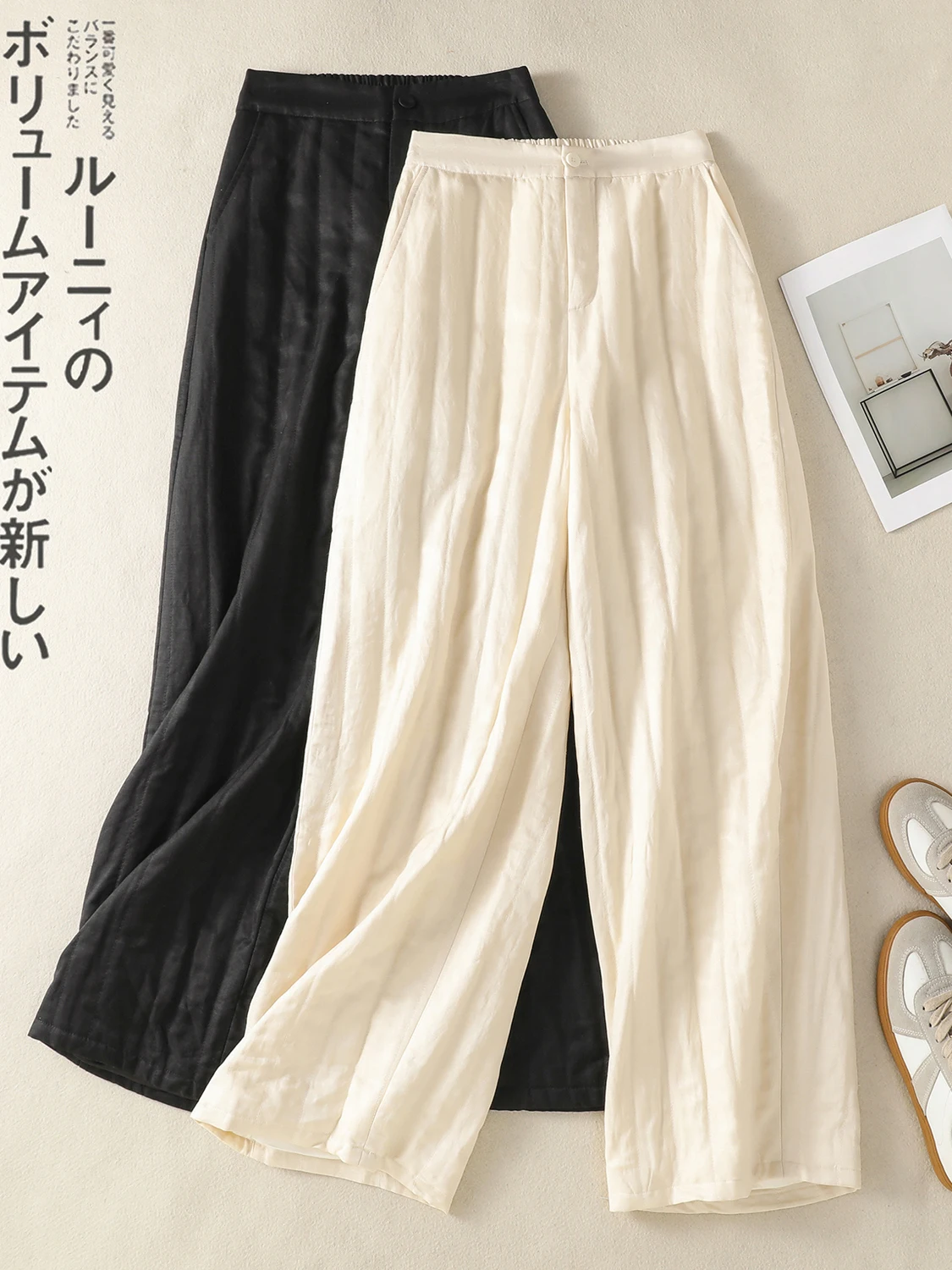 

High Waist Loose Fit Thi Warm Cotton Pants Women's Winter Outerwear Wide Leg Pants Casual Sle High Quali plus Size