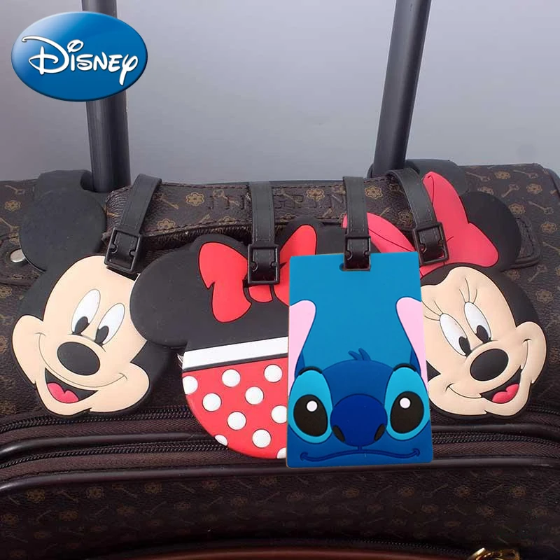 Disney Stitch Travel Luggage Tag Suitcase ID Card Holder Cartoon Kawaii Mickey Mouse Minnie Boarding  Kids Toy Gifts