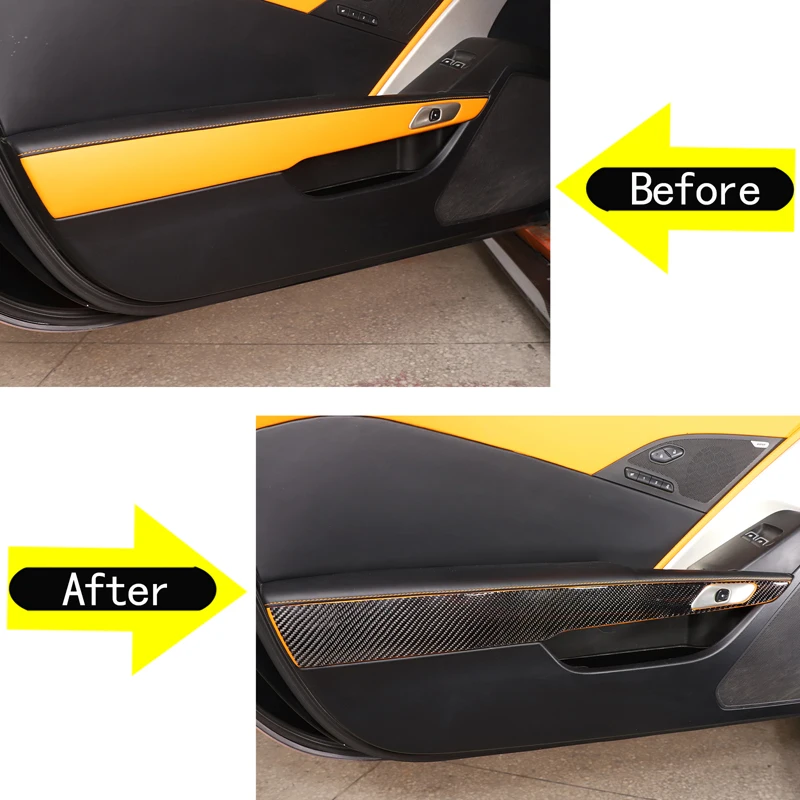 For Chevrolet Corvette C7 2014-2019 Car Inner Door Handle Handrail Switch Panel Cover Trim Strip Garnish Stickers 2pcs/set