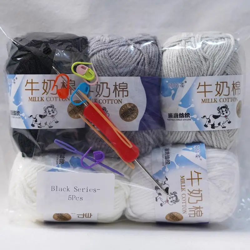 

5Pcs 5-Ply Milk Sweet Soft Cotton Baby Threads For Knitting Wool Yarn Fiber Velvet Hand Knitting Wool Crochet Yarn for DIY