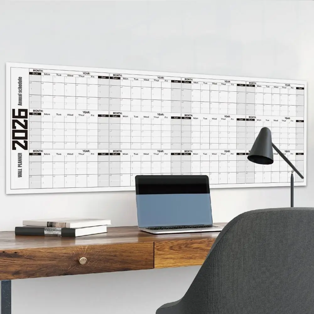 

42x100cm 2026 English Calendar Creative Notes 12 Month Calendar Agenda Organizer Thick Paper Monthly Planner Calendar Home Use