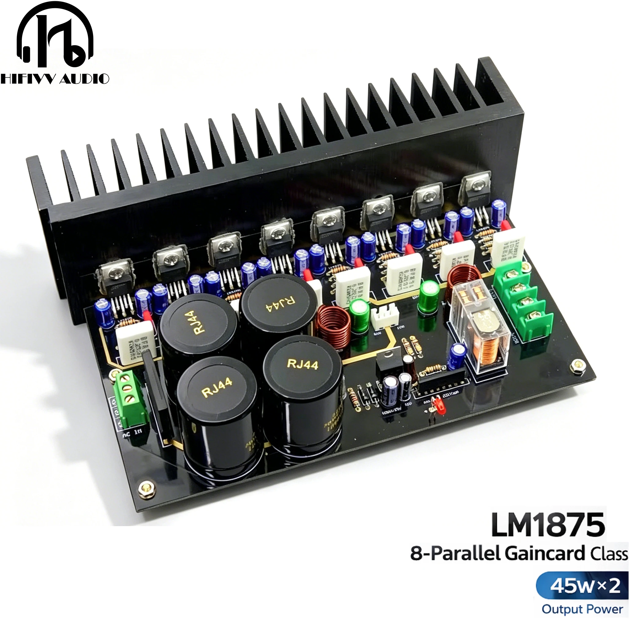

Комплект усилителя мощности LM1875 8-канальный параллельный класса AB, плата Hi-Fi аудиоусилителя Gaincard, 45 Вт × 2, 4 пары параллельных выходов для самостоятельной сборки