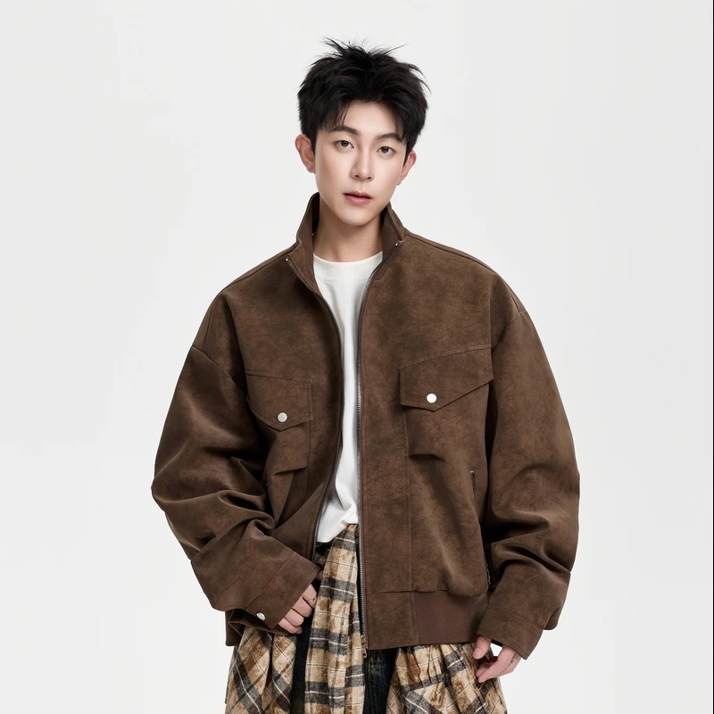 

Американская ретро-куртка в рабочем стиле, свободная повседневная куртка, новинка весеннего сезона, молодежная модная ветрозащитная верхняя одежда с воротником для мужчин