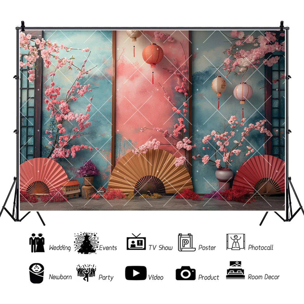 Japanese Theme Pink Sakura Aldult Wedding Kid Baby Birthday Party Backdrop Custom LivingRoom Photo Poster Decor Props Background