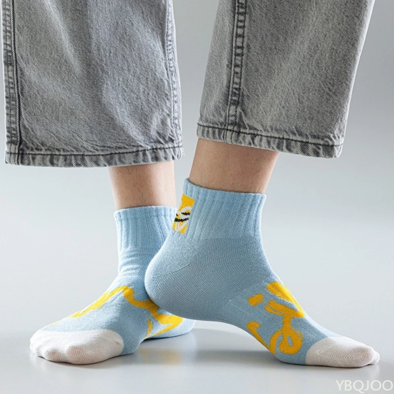 5 paar puur katoen zweetabsorberend en geurbestendig zomer korte buis herensokken trendy en niche korte buis dunne katoenen sokken