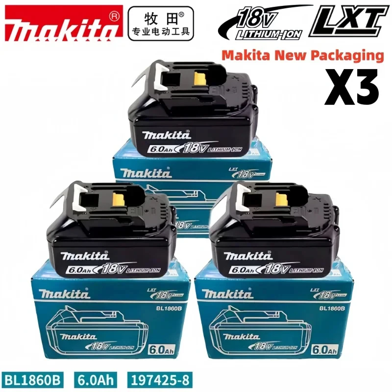 

Оригинальный аккумулятор Makita 18В, перезаряжаемая батарея 18В 6.0Ач, замена для Makita BL1830B L1840B L1850B L1860B, аккумулятор для электроинструментов.