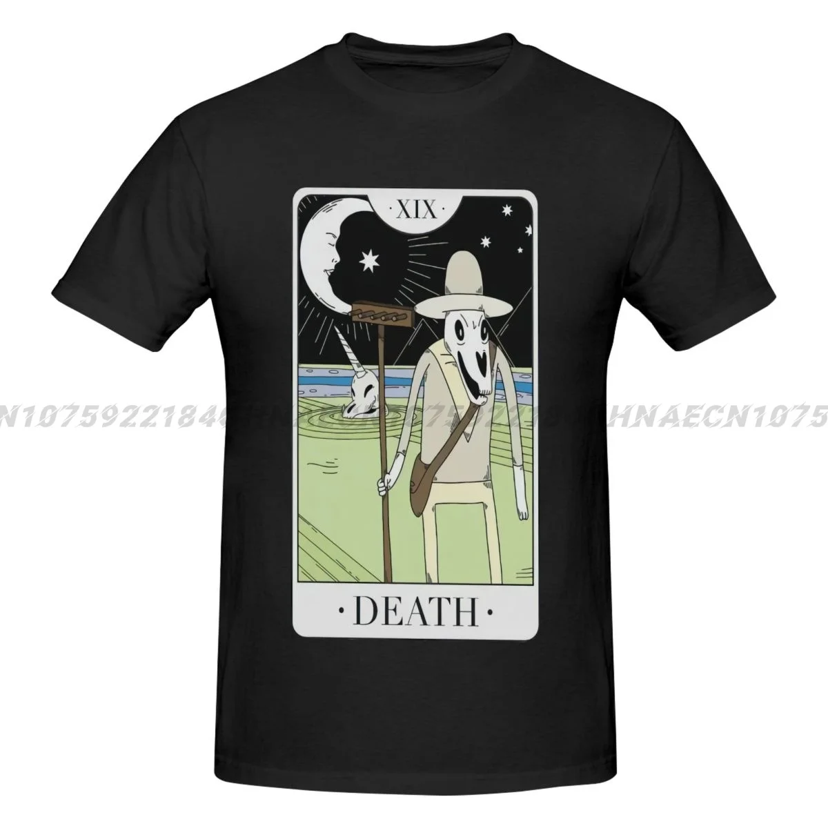 Tarot Card Death T Shirt Adventure Cartoon Time Novelty Pure Cotton Tee Shirt Crewneck Short Sleeve TShirt Gift Idea Clothes