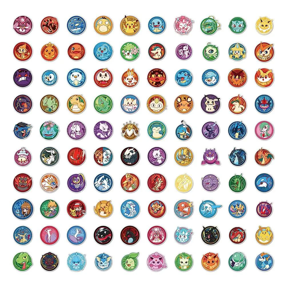 10/30/50/100 Uds. Pegatinas bonitas de Pokemon Anime Psyduck Pikachu calcomanías de dibujos animados DIY papelería portátil teléfono pegatina de juguete clásica para niños