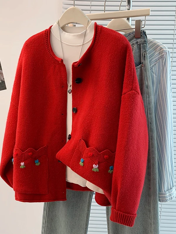 الخريف الشتاء زائد حجم عارضة فضفاض محبوك جولة Ne اللون سترة Jaet المرأة مريحة لينة طويلة Sve معطف #2