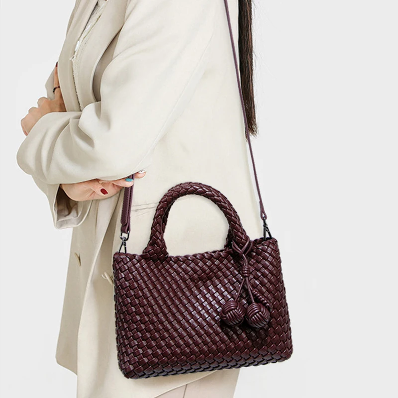 Woven Shopper Bag Fashionable Top Handle Tote Bag Shoulder Handbags Strap Casual Satchel Purse Design for Everyday Style view 2