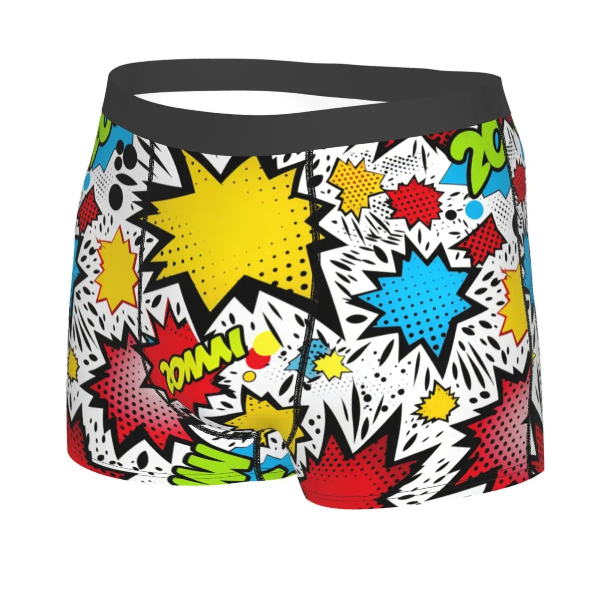Custom Male Sexy Comic Book Pop Art Pattern Underwear Colorful Art Print Boxer Briefs Men Stretch Shorts Panties Underpants