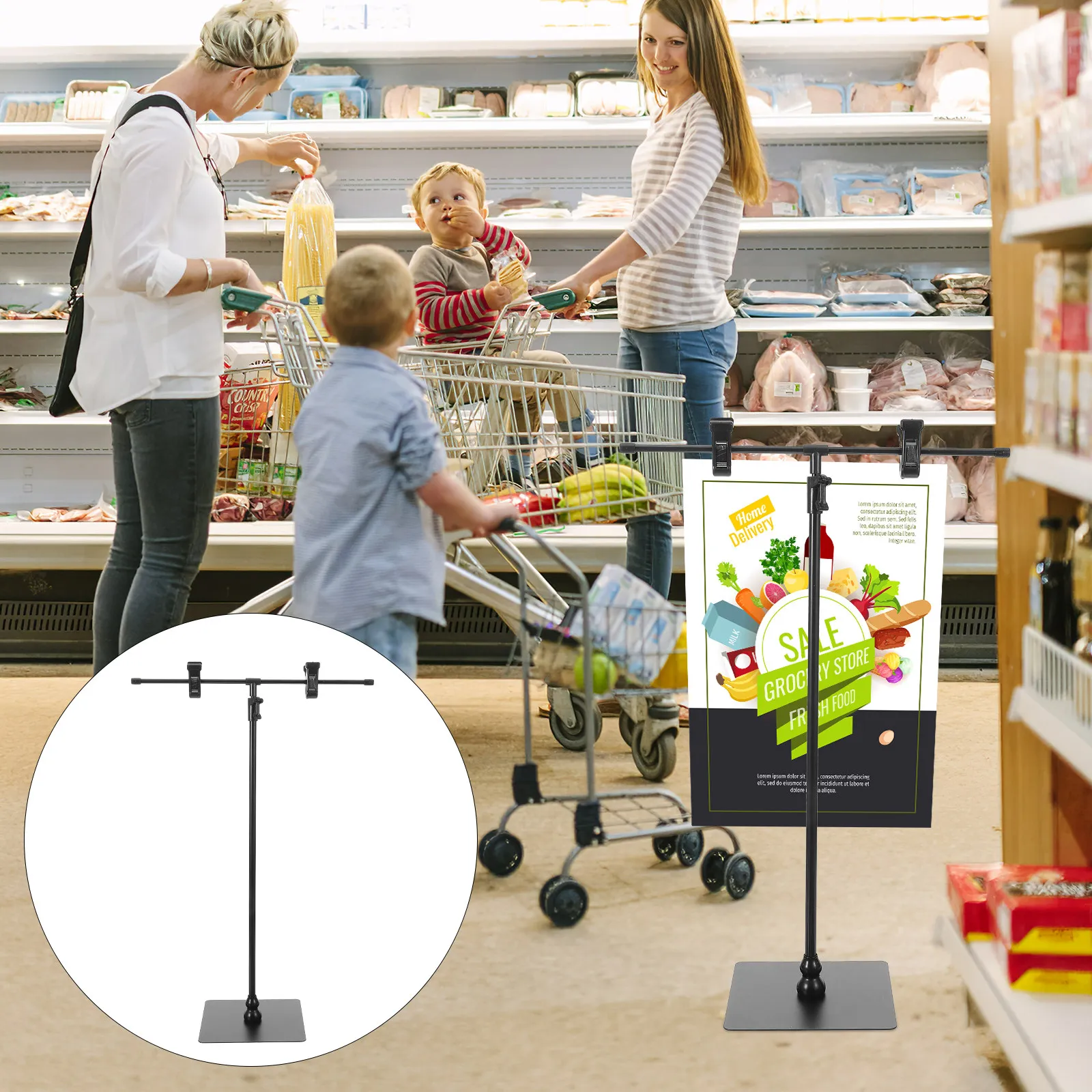 Adjustable T Shaped Poster Stand Banner Holder Sign Display Rack Advertising Table Holder for Business Poster Stand