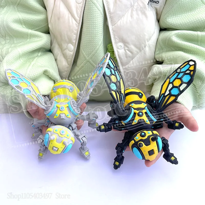 

3D Printed Movable Joints Bumblebee Model Simulated Mechanical Bee Figure Toy Creative Desktop Ornament Holiday Gift
