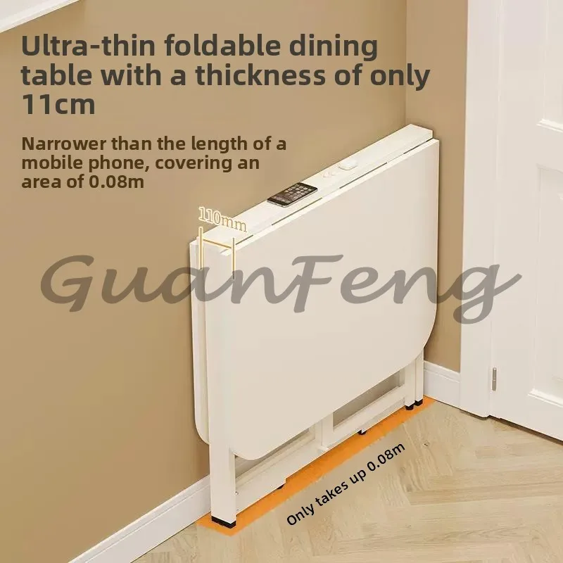 Small Apartment Rectangular Telescopic Dining Table Simple Folding Table Chair Folding Installation Folding Dining Table
