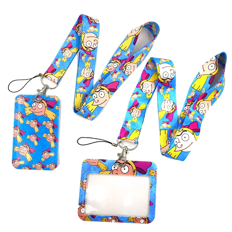 Cartoon Anime Girl Fashion Lanyard ID Badge Holder Bus Pass Case Cover Slip Bank Credit Card Holder Strap Card Holder