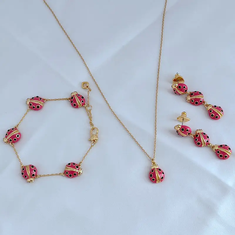 

KS European and American Fashion Trends Niche Sweet Cute Bug Pendant Bracelet Earrings