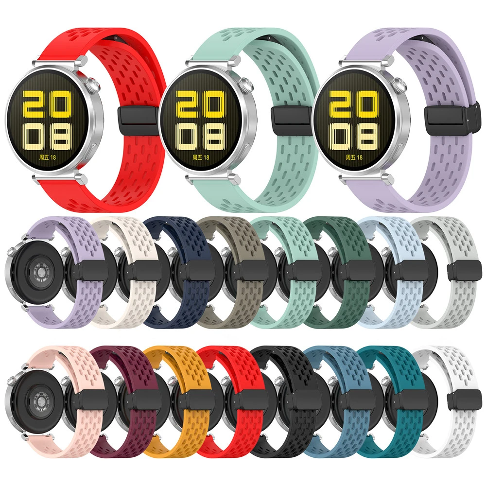 Pulseira esportiva de 18mm para huawei watch gt5 41mm/gt5 pro 42mm pulseira de relógio inteligente pulseira de silicone premium respirável dobrável