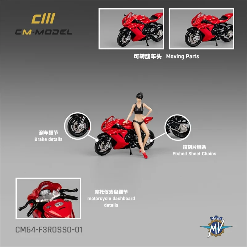 CM MODEL 1:64 MV Agusta F3Rosso Red With Showgirl MV F3Rosoo