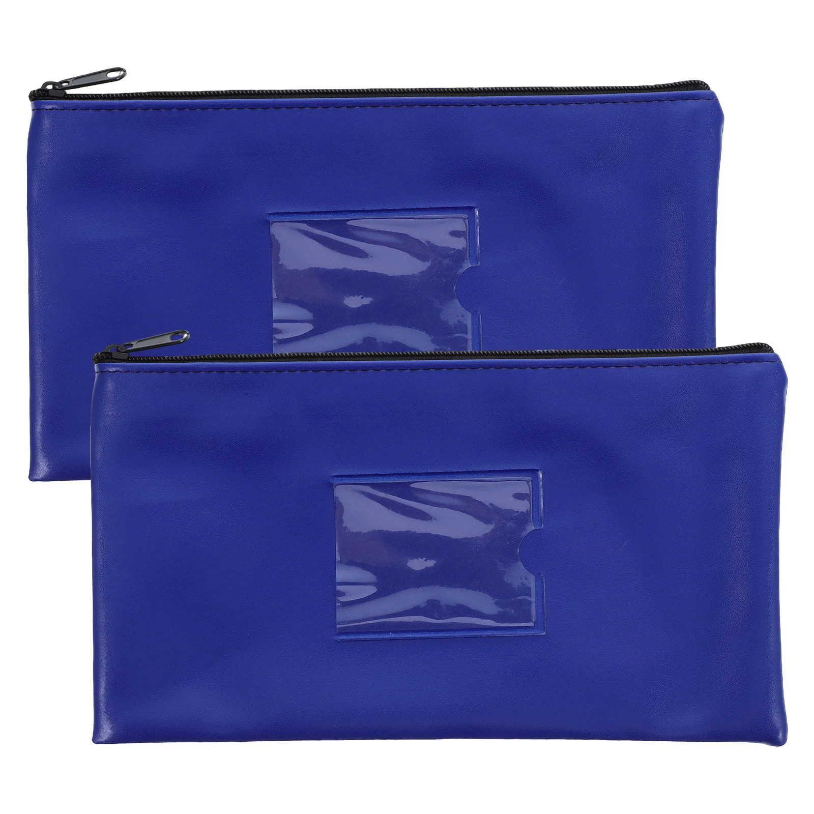 2Pcs Fake Money Deposit Bag Zippered Cash Coin with Transparent Card Slot Window for Receipt Bills