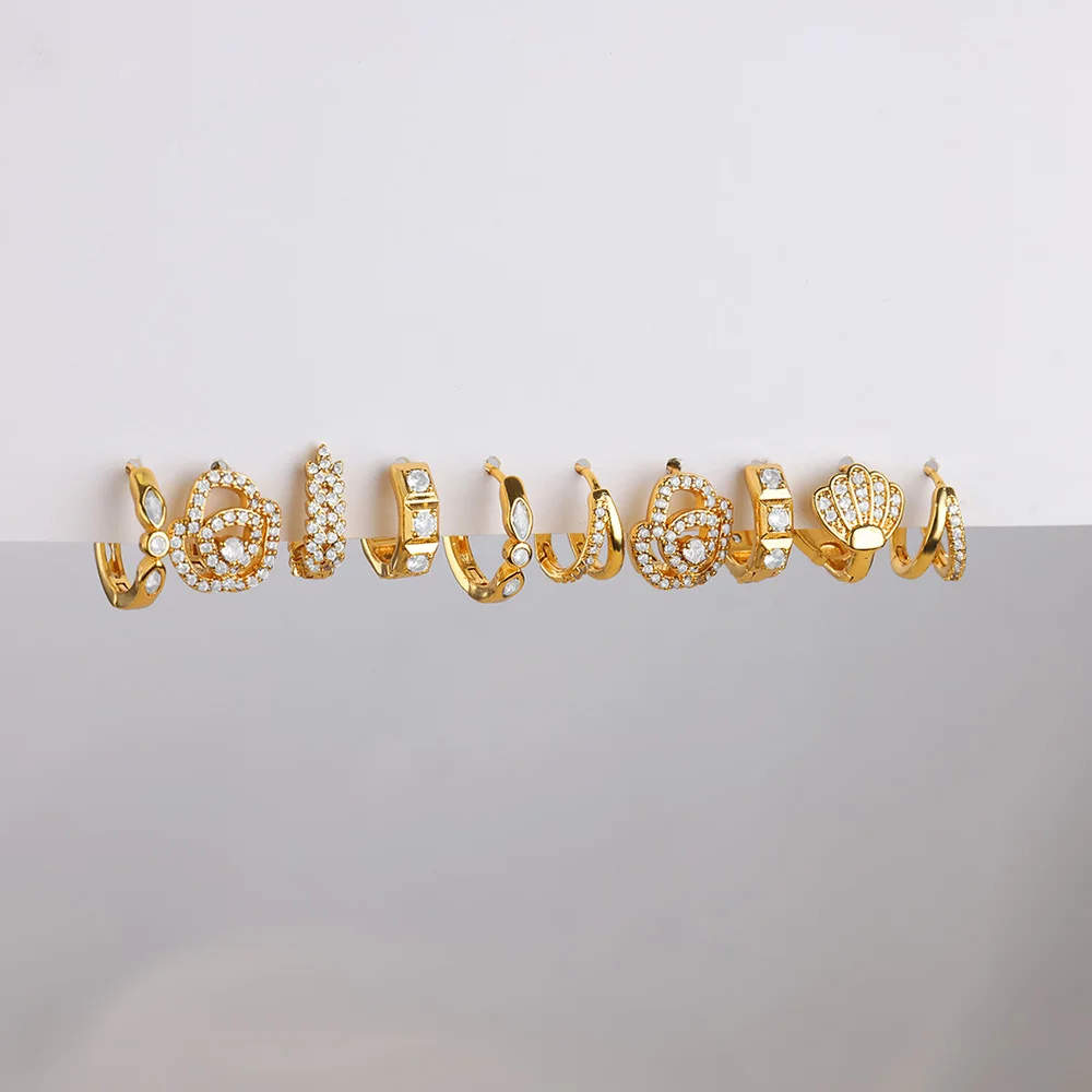 

Luxury Zircon Earrings Set for Women Stainless Steel Gold Color Piercing Earring 2024 New In Trend Wedding Party Jewelry Gift