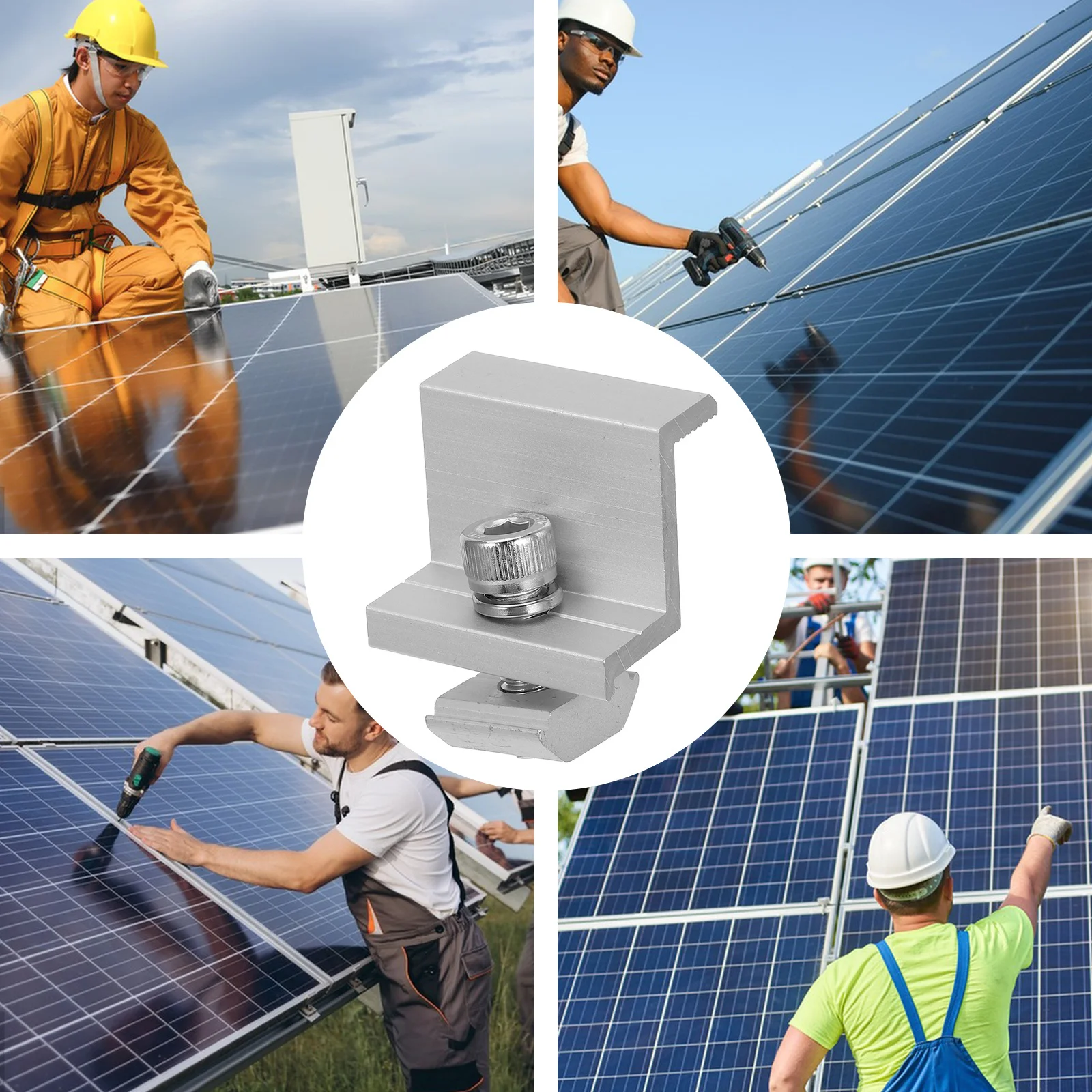 

12Pcs Solar Panel Side Pressure Block Component Aluminium Alloy Bracket Easy Install Longevity Versatile Design