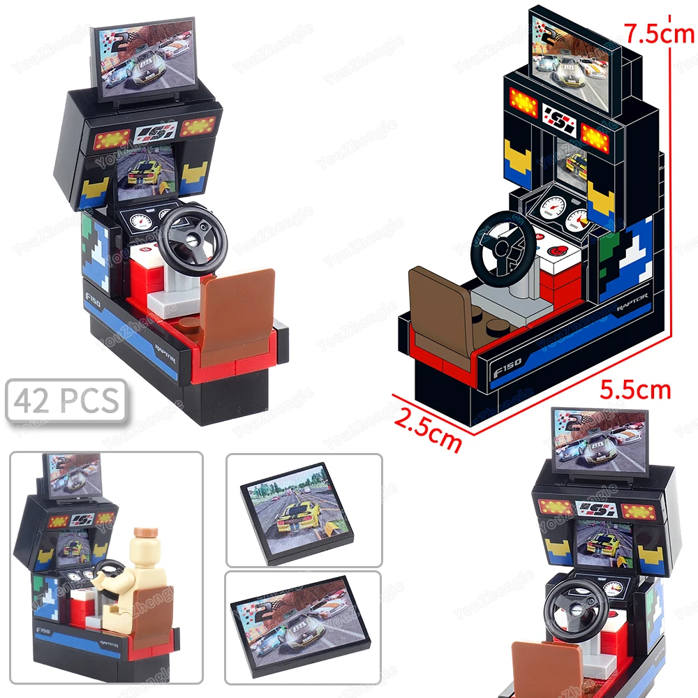 Arcade Racing Games Building Blocks Assembly MOC Figures Gear Simulation Speed Passion Scenes Esports Sports Models Gift Boy Toy